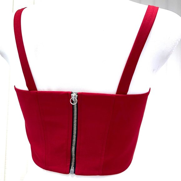 CROP TOP RED REAR ZIP - Picture 3 of 6